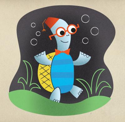 illustration of A turtle character concept for a children's book 