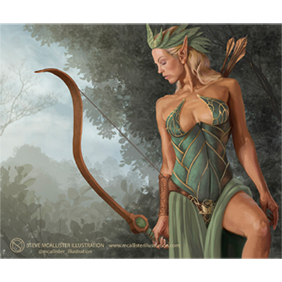 illustration of Concept illustration of female elf archer.