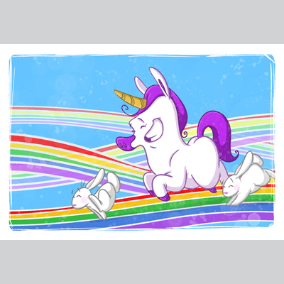 illustration of Unicorns loves running around on rainbows with their bunnies friends.

Procreate - 2019


Art for kids, storytelling, character design, e-learning, Children illustration, kids book, playtime, colors, happy, joy, friendship, 