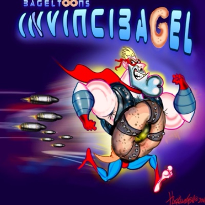 illustration of Invincibagel 
Illustration, character designs, background art and assets for mobile game app