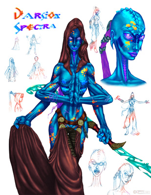 illustration of Commission to design character Darsion Spectra for client Brett Reed