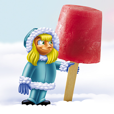illustration of Recipe for Better homes and Gardens New Junior Cookbook. Girl holding an eskimo cicle
