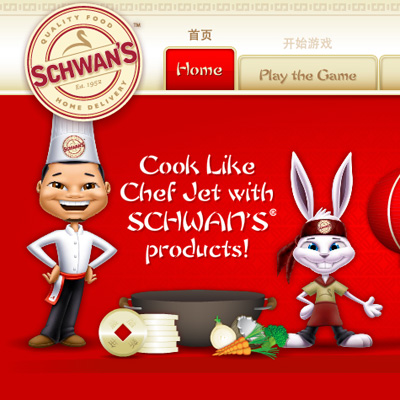 illustration of Celebrating Schwan's Chinese new year, these characters were created for Chef Jet Products in th eyear of the Rabbit and Schwan's new online game.