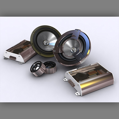 illustration of Car audio components render.