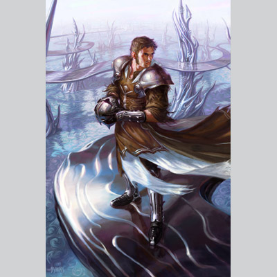 illustration of This illustration depicts the Planeswalker Venser from Magic: the Gathering's release 