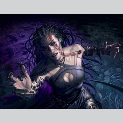 illustration of The Vampire Hexmage emerges from the swamp.
