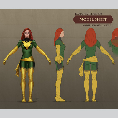 illustration of Jean Grey concept art for the Marvel Ultimate Alliance II video game.


