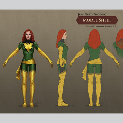 illustration of Jean Grey concept art for the Marvel Ultimate Alliance II video game.


