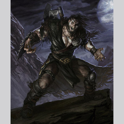 illustration of The Planeswalker Garruk is cursed by Liliana Vess. 