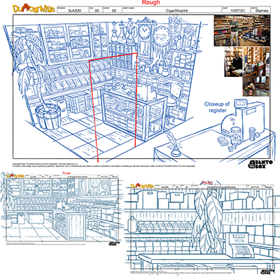 illustration of Background design for Bento Box Entertainment. See many more of my animation background designs on my website.