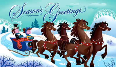 illustration of Holiday postcard with a vintage animation theme.