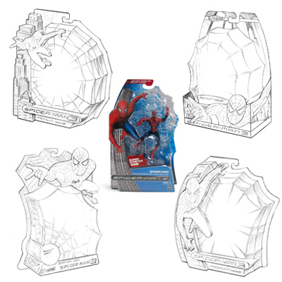 illustration of “Spider-Man 3” structure and package design system for Hasbro, Inc.