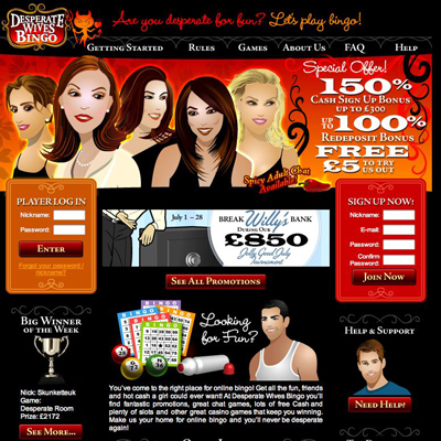 illustration of DesperateWivesBingo.com Website Design. Artwork, Illustrations, HTML & CSS