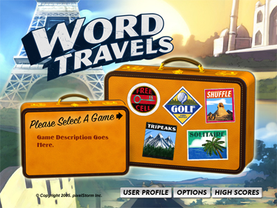 illustration of Word Travels Game Loading Screen Design. Illustrations and 3D Modelling. (Excluding background wallpaper.)