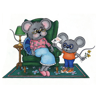 illustration of This is a psot illustration for the children's book titled:  A Visit to Grandma's.