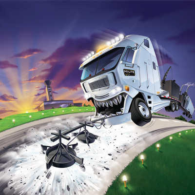 illustration of Illustration for airport runway cleaner and marking truck. Image used on truck wrap around, web site, and promotional materials.