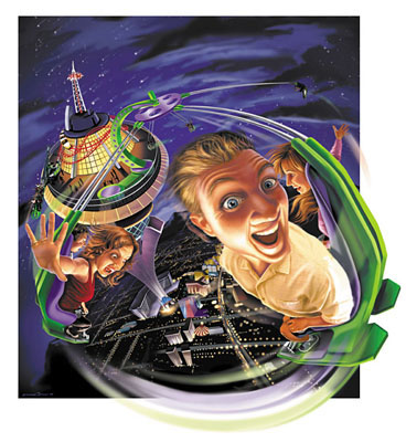 illustration of Illustration for a new amusement ride atop the Stratosphere tower in Las Vegas