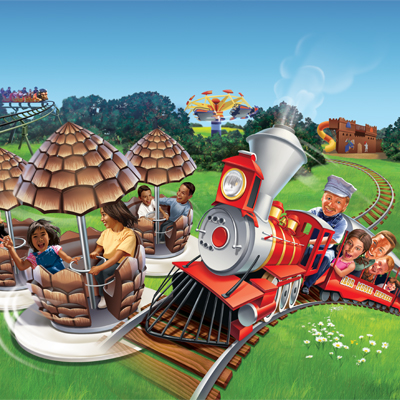 illustration of Illlustration for a family amusement park in the United Kingdom.