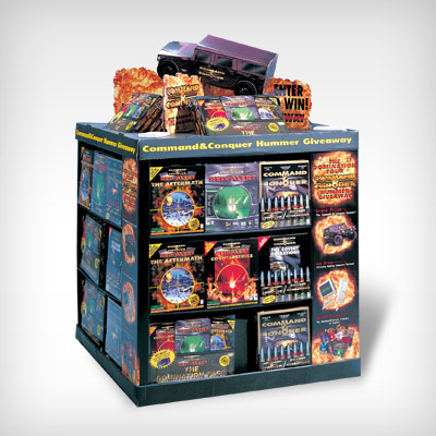 illustration of Point-of-purchase display for Westwood Studios' Command & Conquer Hummer Givaway promotion