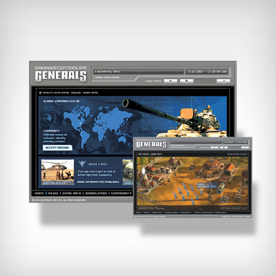 illustration of Promotional website for Westwood Studios' Command & Conquer Generals video game