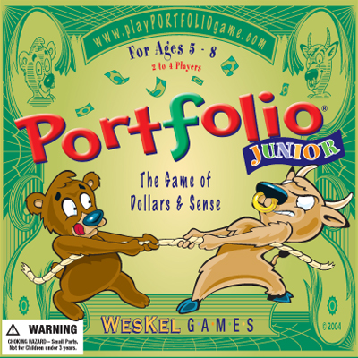 illustration of With this game young kids can learn the art of money management and have fun at the same time! We created all the game elements and package graphics including designing the little piggy bank playing pieces.