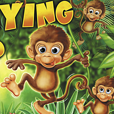 illustration of Game box illustration and character creation for the game Monkeying Around.