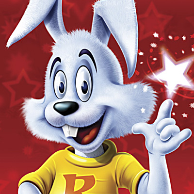 illustration of Rodney Rabbit character created and illustrated for the children's magicians Razamatazz Magic.