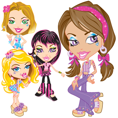 illustration of Glam Girlie Stuff character illustrations for products and packaging