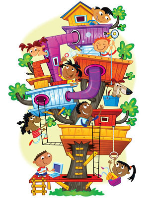 illustration of kids, fun, tweens, school playtime, activities, publishing, packaging, animals, interaction, educational, toys, illustration,
character development, point of purchase, 
