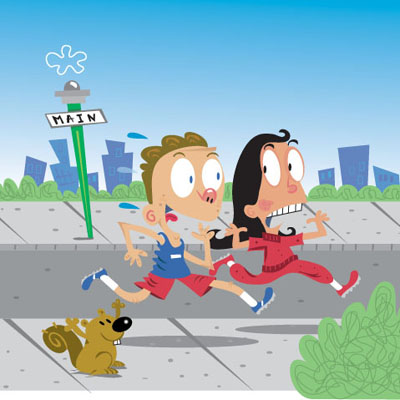 illustration of Children Jogging