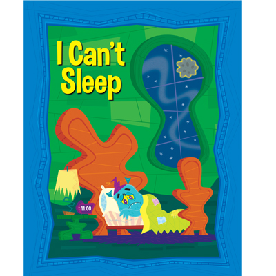 illustration of Cover illustration for 6 page booklet for E*Public Educational publishing in S. Korea. monster, bed, sleep, planet, castle, pillow, night time, cute, retro, digital, greeting card