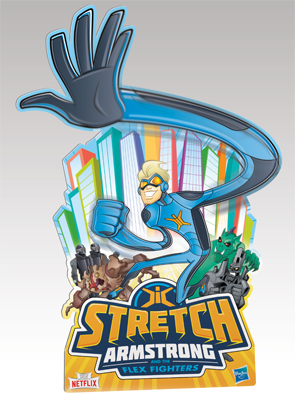 illustration of Stretch Armstrong display & packaging illustrations