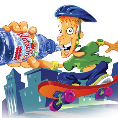 illustration of An illustration for an advertisment for Waterfruits drink.