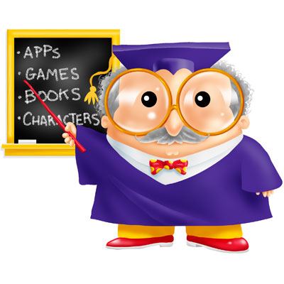 illustration of An owl like professor pointing to some of the types of assignments that has been written on a chalk board. 
