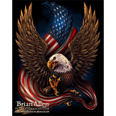 illustration of This is a patriotic design in which I have an American Eagle caring the American Flag in his talons.
