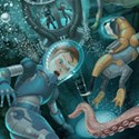 illustration of Illustration depicting a family in an underwater environment. 