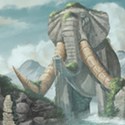 illustration of Background matte illustration depicting an ancient elephant statue.