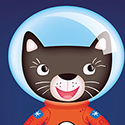 illustration of Character created for Ladybird to be used across a range of phonics products, including apps and books. Cat, astronaut, vector, adobe illustrator, space, children’s character