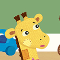 illustration of Toys, character design, giraffe, teddy bear