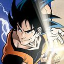 illustration of Anime characters Naruto and Goku engaging in a friendly sparring match