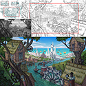 illustration of Environment design for Reversed Front: Bonfire video game. See more of my background design work this game on my website.