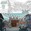 illustration of Environment design for Reversed Front: Bonfire video game. See more of my background design work this game on my website.