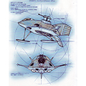 illustration of Experimental Hydrofoil Submersible Vehicle designed for reconnaissance and light combat 