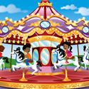 illustration of Carousel theme park ride for Scholastic, Inc. One of 9 scenes for a teacher's aide/classroom activity game.