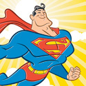 illustration of Three different stylistic explorations of how Superman could be presented for greeting card product.