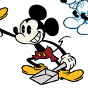 illustration of Vector Mickeys in the new animated style, sketched Mickeys in the traditional style