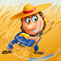 illustration of An illustration done for a series of learning aids. Features a farmer harvesting wheat.